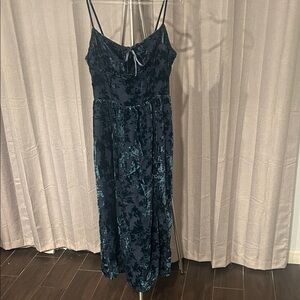Vici Dark Teal Floral Burnout Velvet Midi  Dress Gorgeous dress.